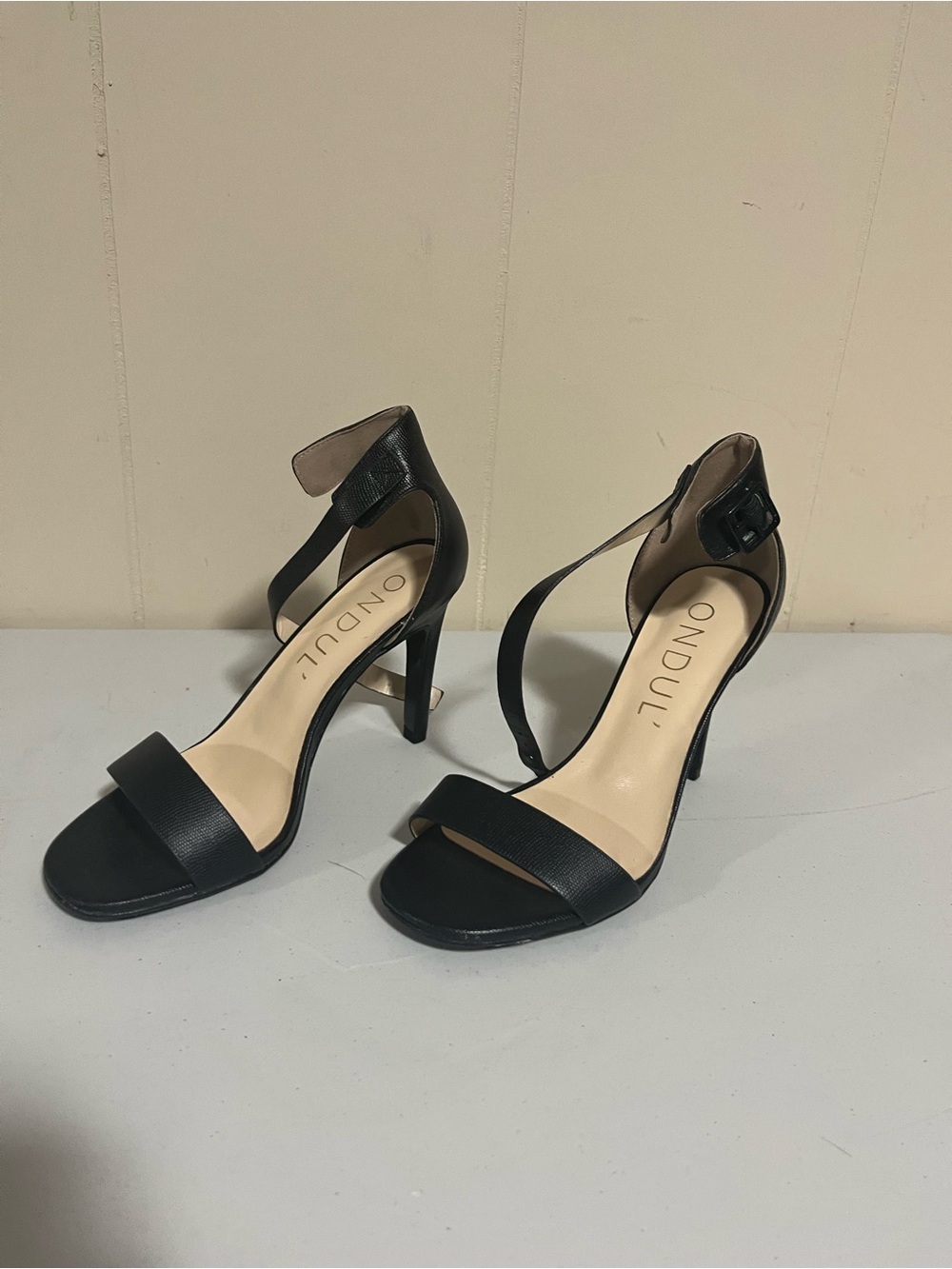 Black Ankle-Strap Stiletto Sandals